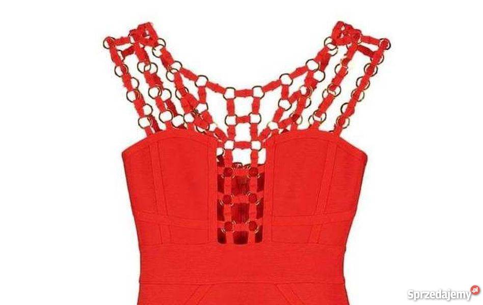 Missguided Ring Detail Bandage Dress czerwona Zamość sprzedam