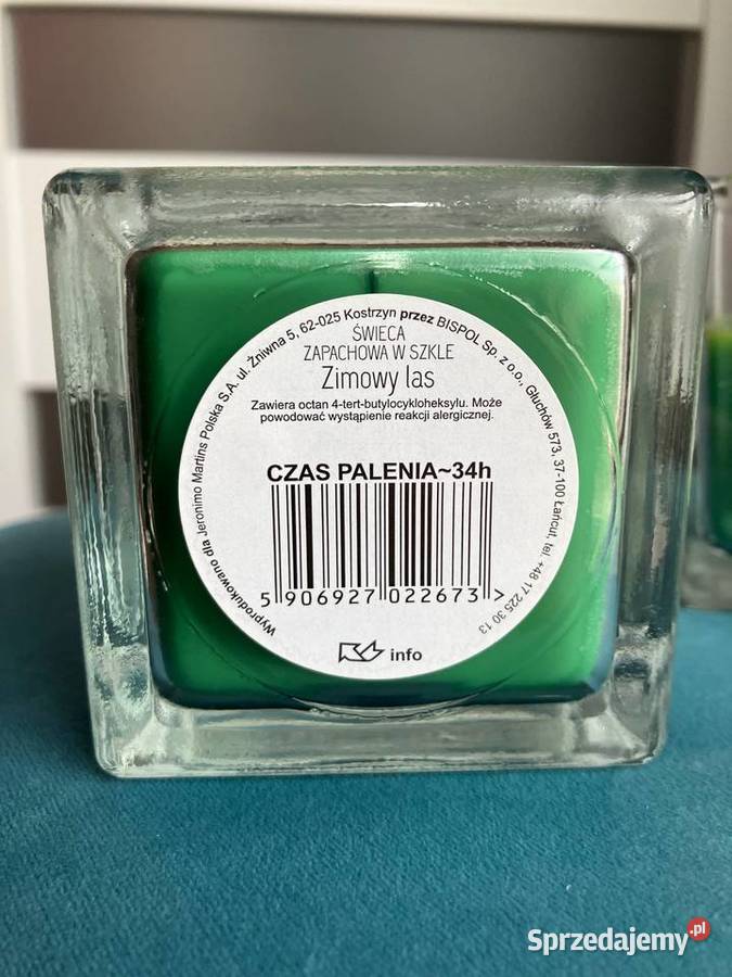 Dwie nowe świece zapachowe Aril zielone zimowy zielony podkarpackie Nisko