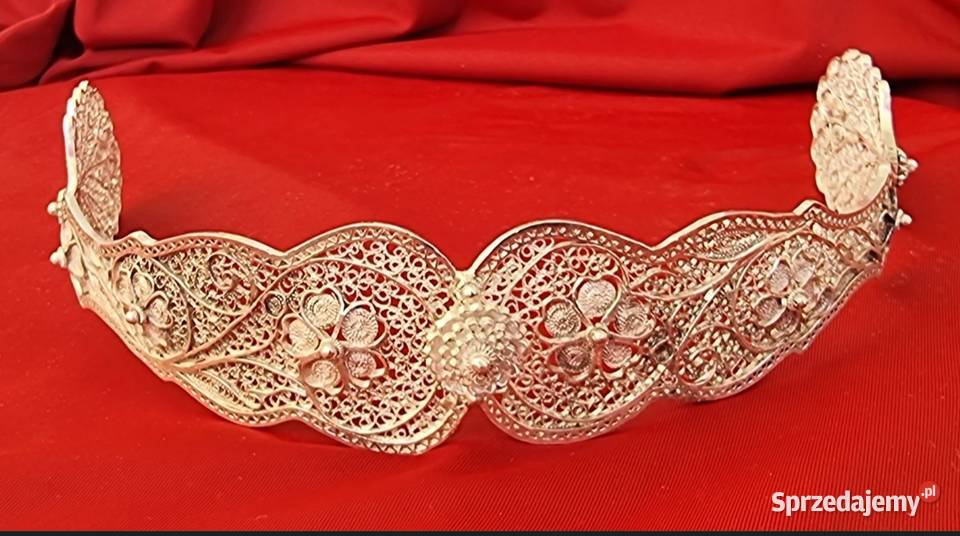 Tiara diadem filigran opaska na głowę srebro Warszawa