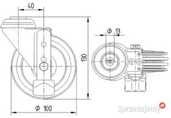 Koła skrętne z czarnymi oponami gumowymi Kamionna