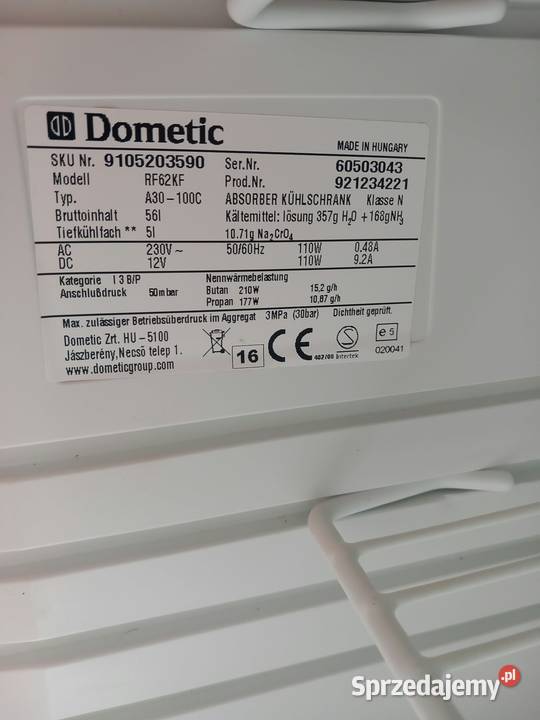 Dometic lodówka absorbcyjna RF62KF Gdańsk