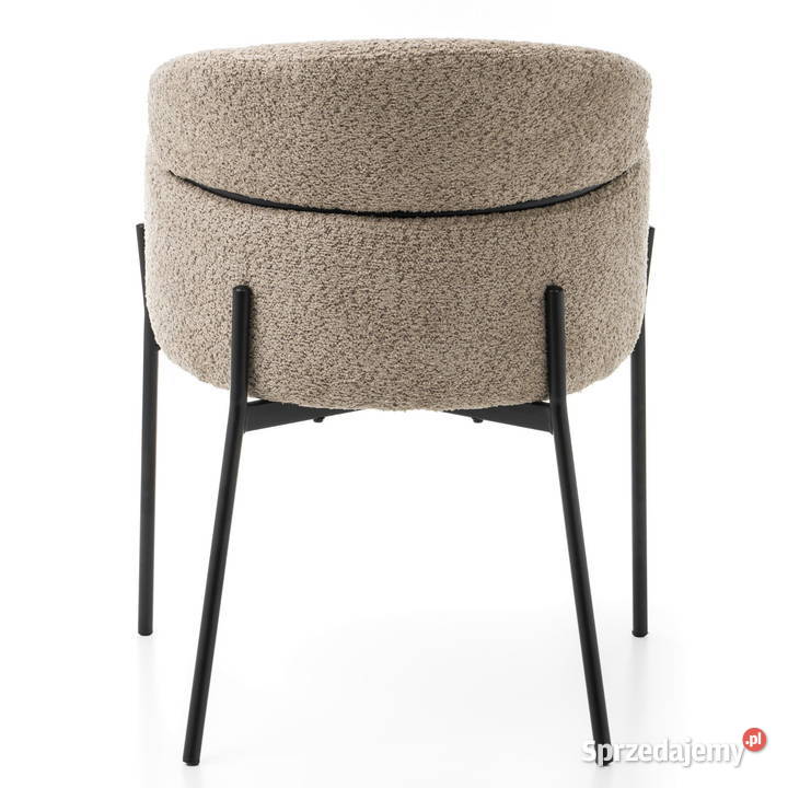 Krzesło Tapicerowane Bolzano Boucle Ciemnobeżowe Krzesła Tarchały Małe