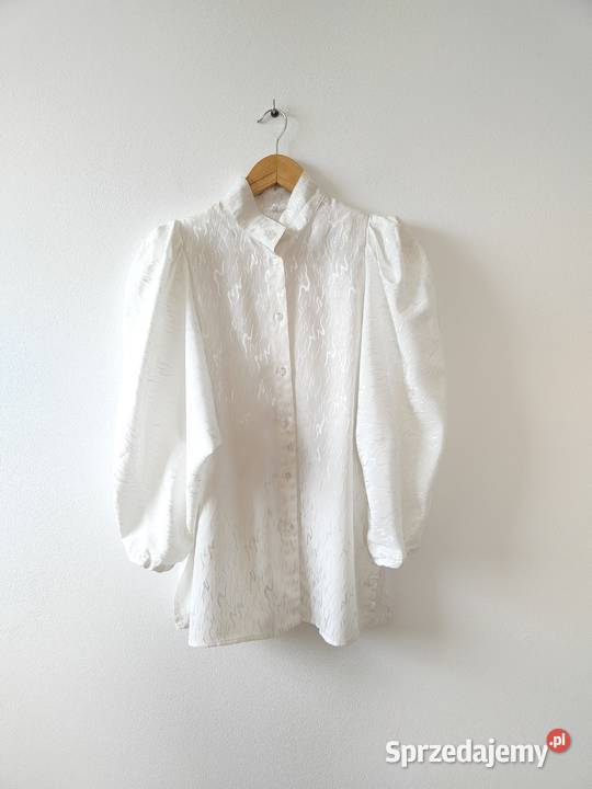Biała Koszula Bluzka Bufki Vintage 38 40 Rozmiar 38(M) Jasło