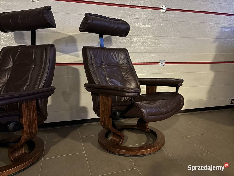 Dwa luksusowe fotele skóra Ekornes StressLess dolnośląskie Wrocław
