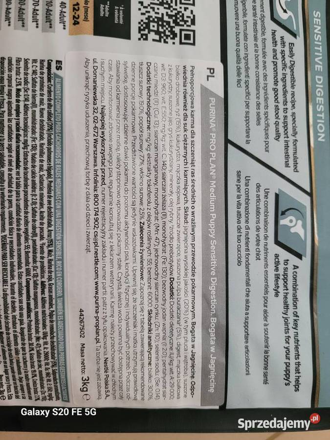 Karma psow 3 PURINA PRO PLAN średnie rasy Lubartów sprzedam