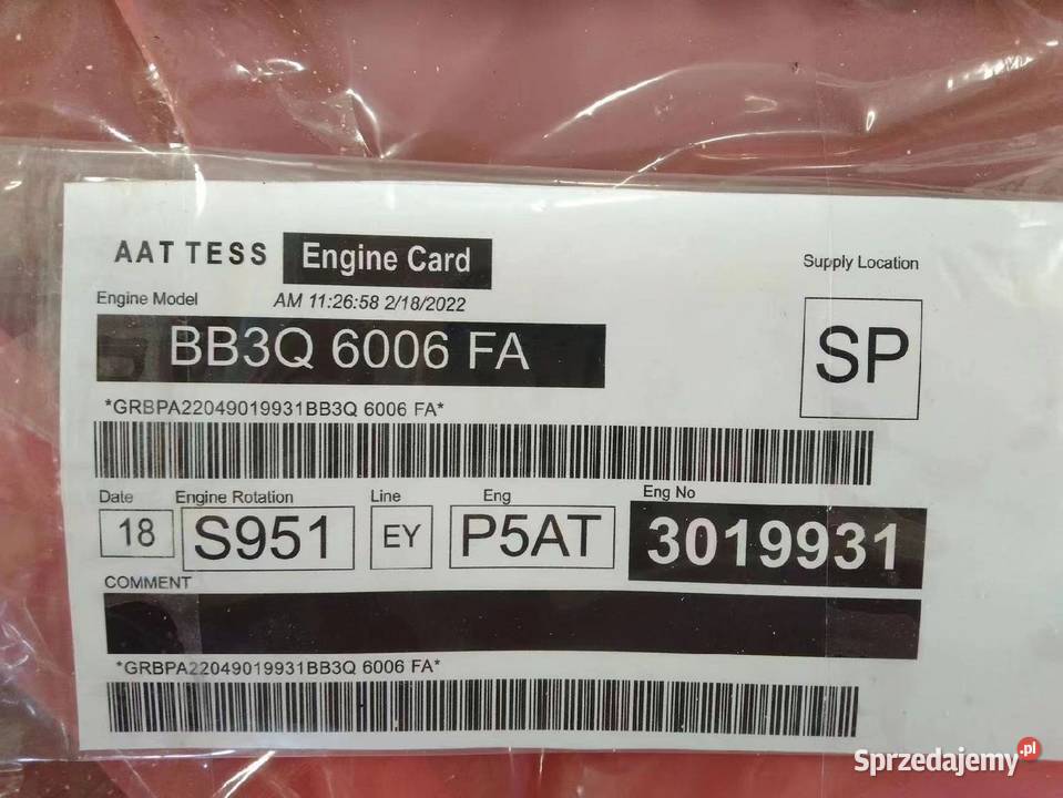 Silnik Ford Ranger BB3Q6006FA FB3Q6006EA 1759629 Radom