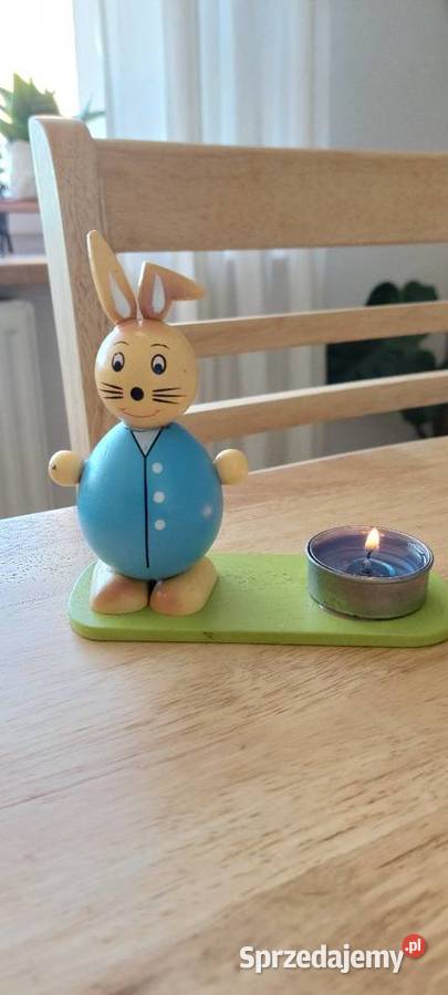 Świecznik Wielkanocny drewniany zajączek Świeczniki Mirosławiec sprzedam