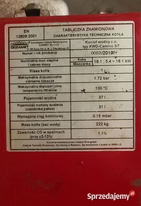 Piec CO kociol wodny Camino 37 KWD Dom i Ogród