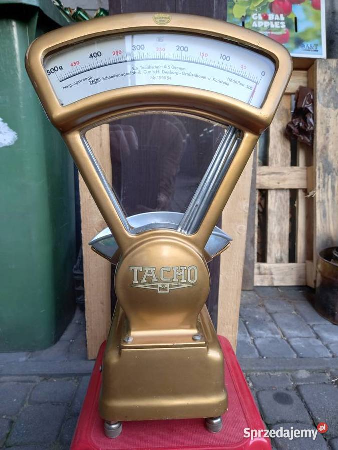 Stara zabytkowa waga sklepowa firmy TACHO PRL Koła i wagi Rawicz