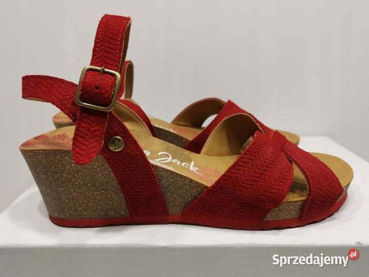 41 Panama Jack sandały czerwone na koturnie 6 na 26.5cm Szczerbice