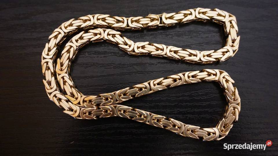 ZŁOTY KRÓLEWSKI ŁAŃCUSZEK DUŻY ŁAŃCUCH KOSTKA złote