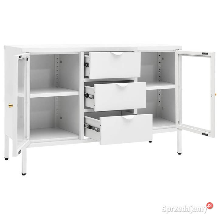 Komoda biała 105x35x70 stal i szkło hartowane mazowieckie