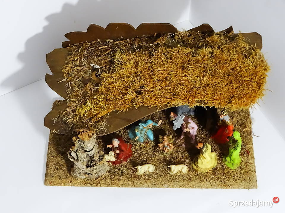 Szopka bożonarodzeniowa z pozytywką dekoracja Boże Narodzenie Biłgoraj