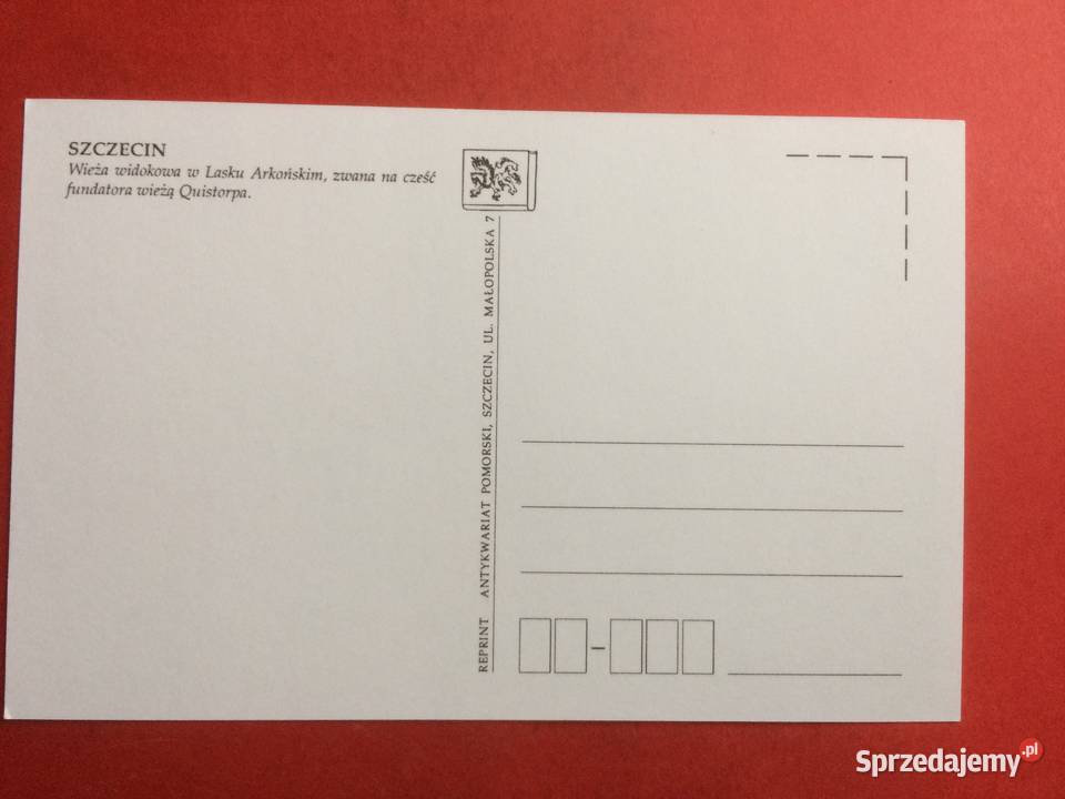 827 Reprint Wieża Widokowa Szczecin Pocztówki i karty telefoniczne zachodniopomorskie