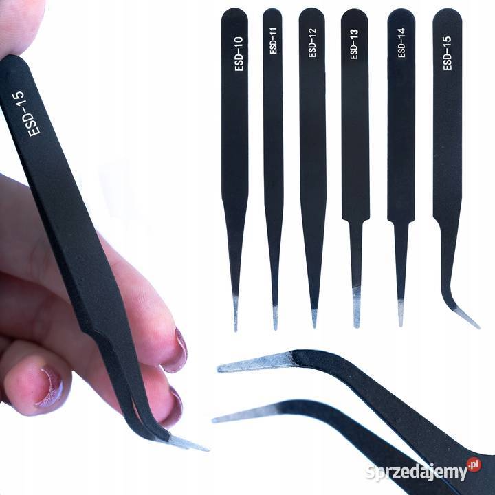 Zestaw 6 Pęset Precyzyjnych ESD10 do ESD15 Ludźmierz