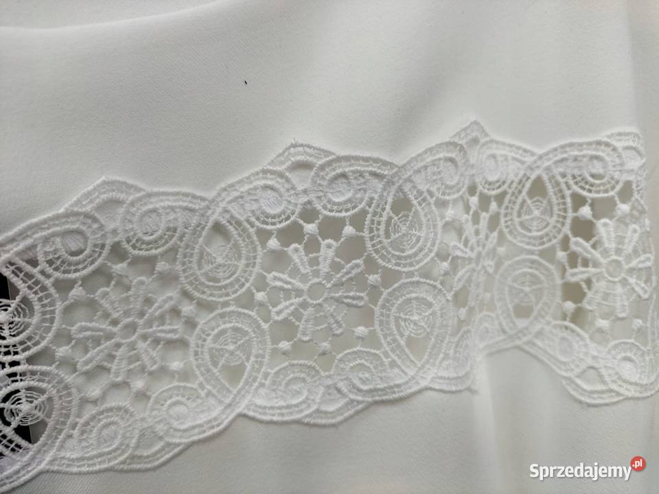 Bluzka damska biała z koronką elegancka Bluzki i koszule