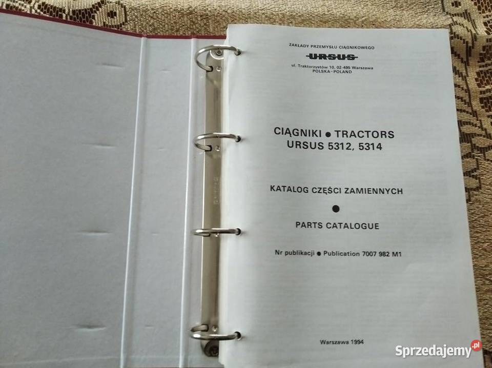 Katalog części Ursus 53125314 oryginał 1994 Rok wydania 1994 Lublin
