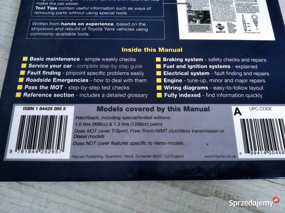 Haynes Toyota Yaris 2005 poradnik ksiazka napraw twarda Poradniki, albumy i reportaże małopolskie sprzedam