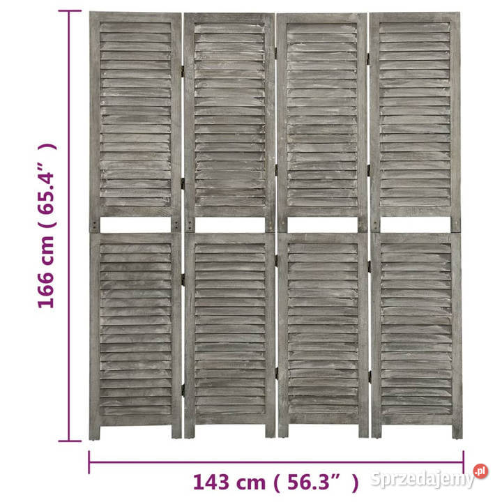 Parawan 4panelowy szary 143x166 lite drewno Warszawa