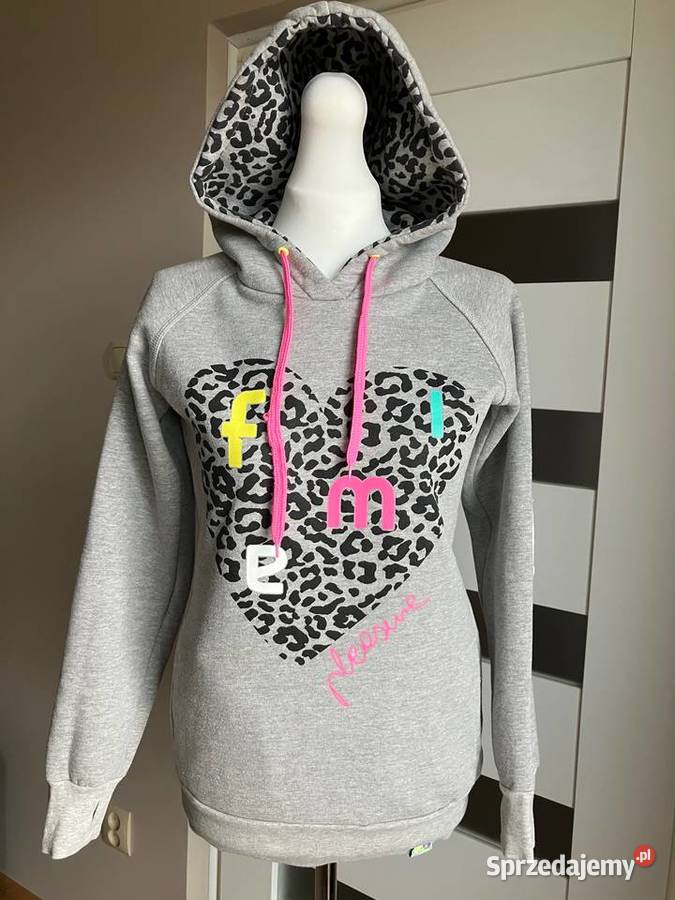 Szara bluza serce panterka Femi Pleasure bawełna Panterka podkarpackie Nisko