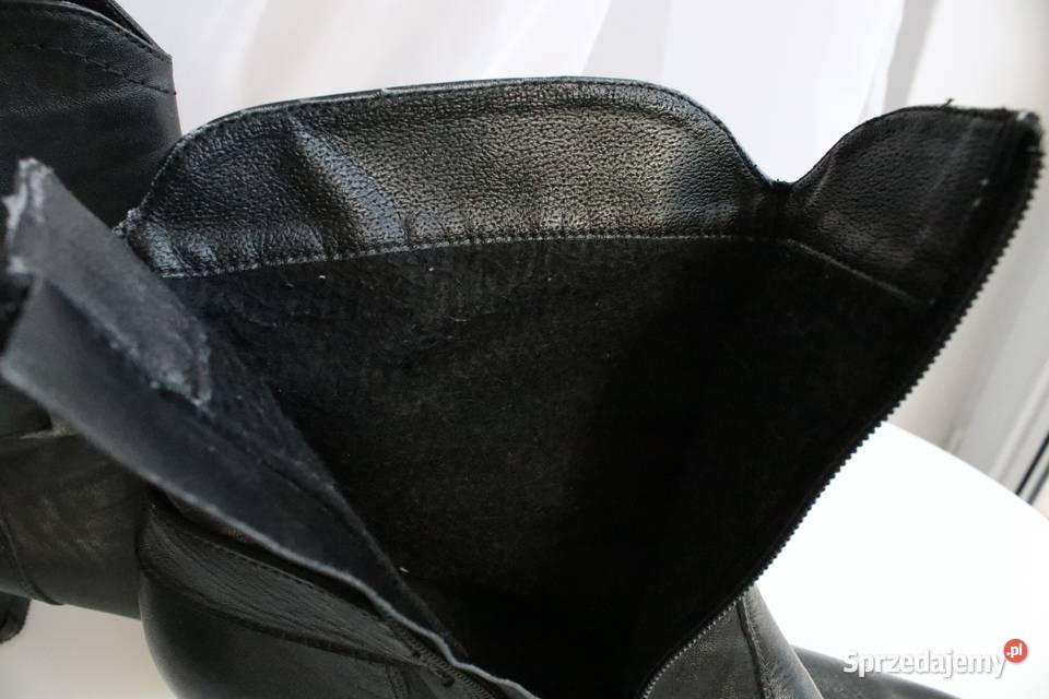 Czarne botki na obcasie z zamkiem Wrocław sprzedam