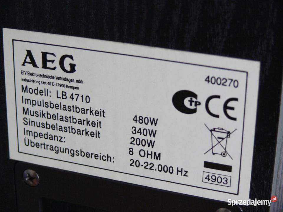 Niemieckie kolumny AEG 2 x 480 wat DOSTAWA Jasło sprzedam