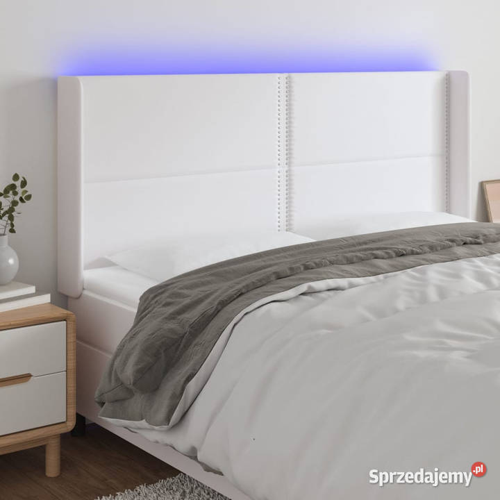 Zagłówek do łóżka z LED biały 203x16x118128 Warszawa