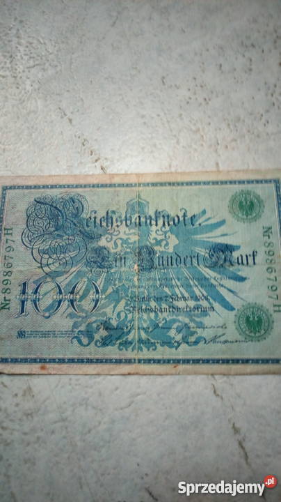 Banknoty 100 marek 1908r 1000 marek 20000 marek Błaszki