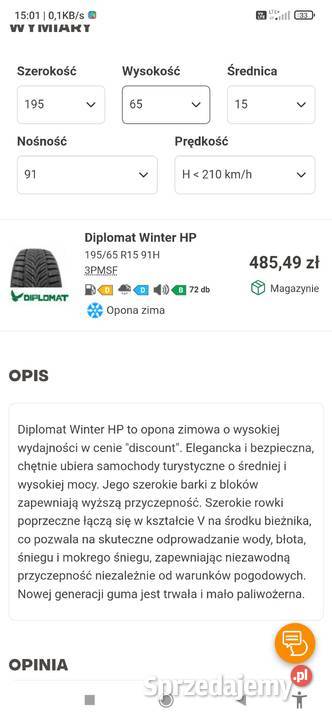Komplet opon zimowych 195 65 15 Kozienice