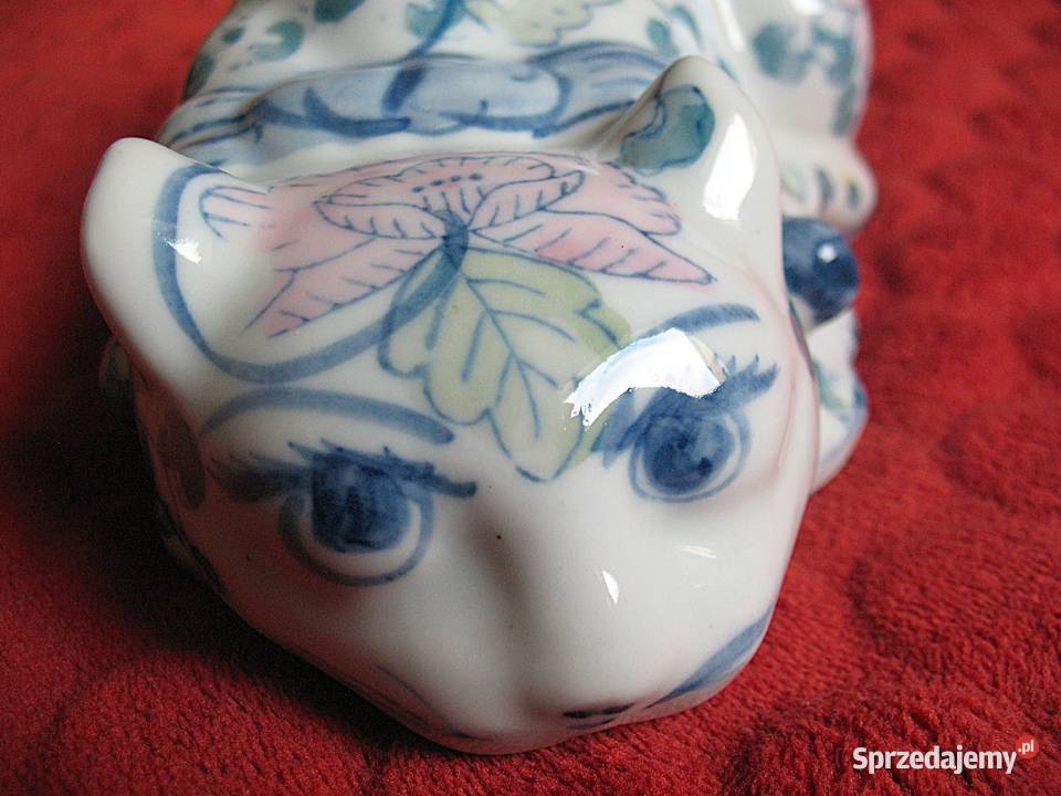 KOT w kwiaty malowany 91 x 22 x 11 Figurka z Siedlce