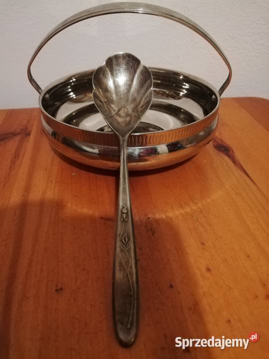 Stara cukiernica platerowana z łyżeczką Antyki Warszawa