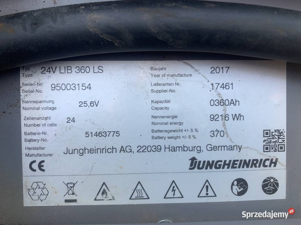 Bateria litowo jonowa 24V 240Ah 360Ah Jungheinrich sprzedam