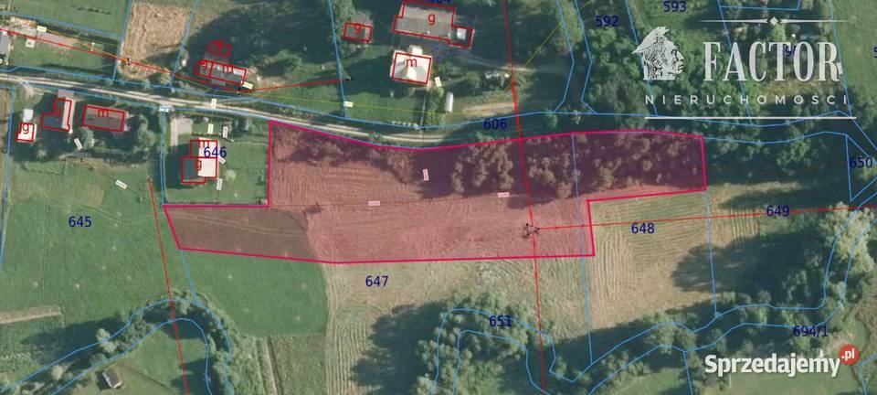 Działka budowlana 72 a w Racławicach gm Biecz 7200m2 Racławice