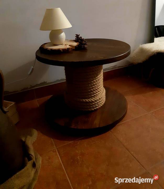 Stolik drewniany ze szpuli, ława drewniana loft.
