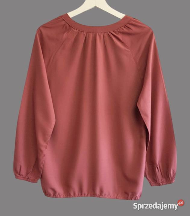 Damska elegancka bluzka różowa z długim rękawem Chrzanów