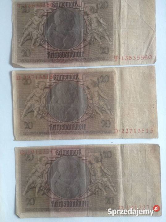 Zestaw 9 banknotów o nominale 20DM z 1929r Opole