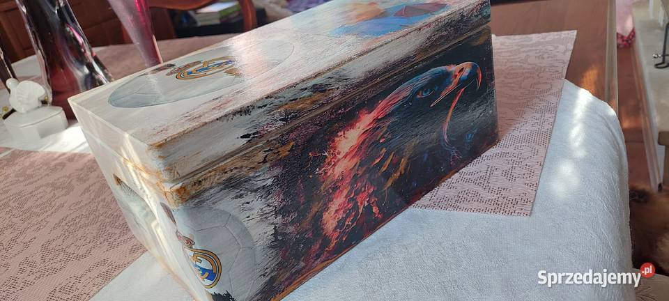 Szkatułka kuferek pudełko drewniane deqoupage wielokolorowy Legnica