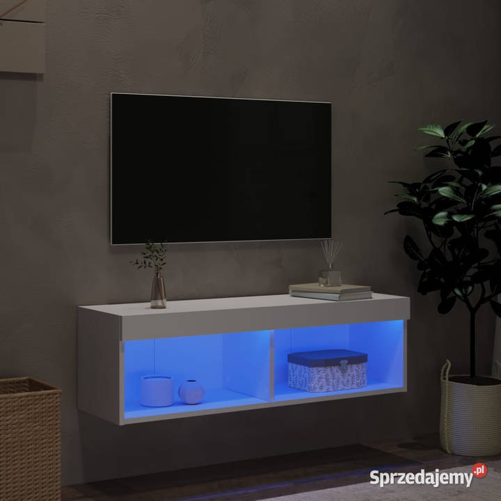 Szafka TV z oświetleniem LED biała 100x30x30 RTV Warszawa sprzedam