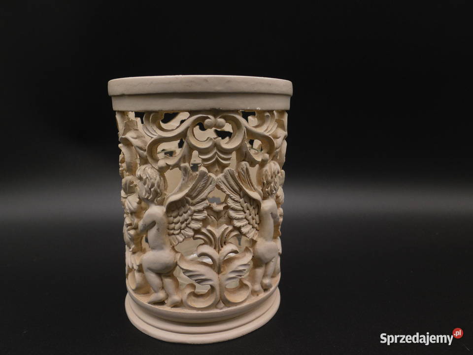 Świecznik ceramiczny anioły i motywy kwiatowe Raszków