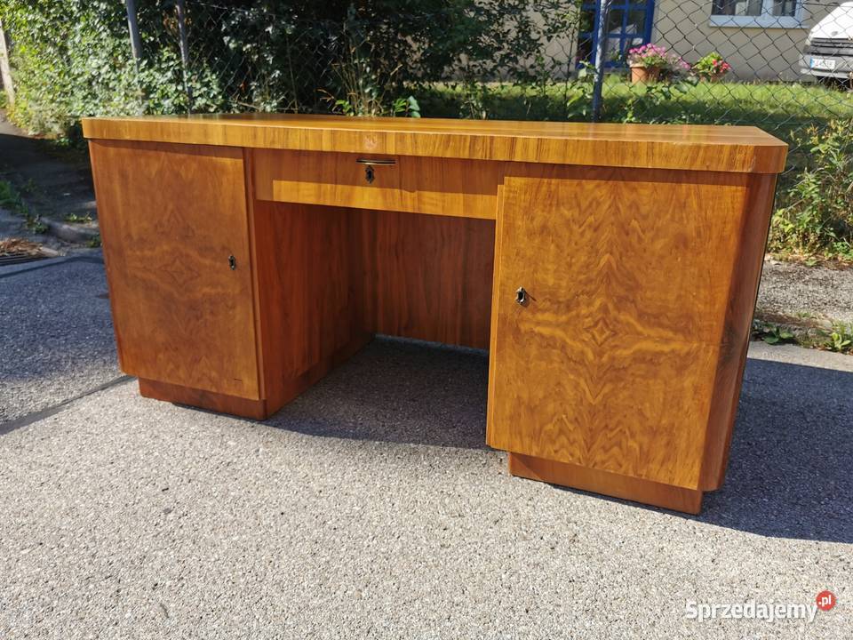 Art Deco Orzechowe biurko dwustronne z 1930 roku