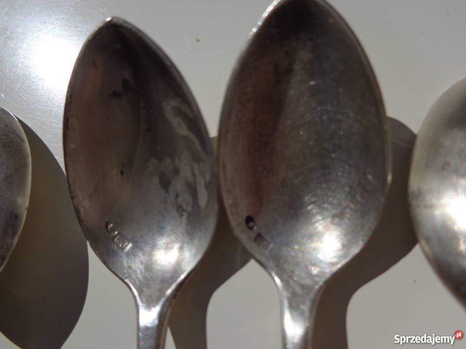 Komplet 6 łyżeczek srebrnych z widoczną próbą Warszawa sprzedam