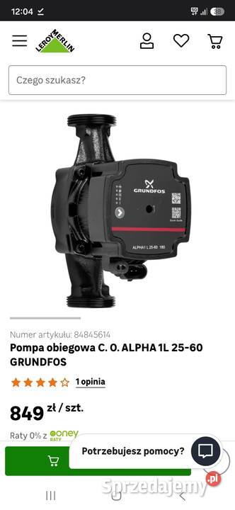 Pompa obiegowa Grunfos elektroniczna górna półka Pleszew