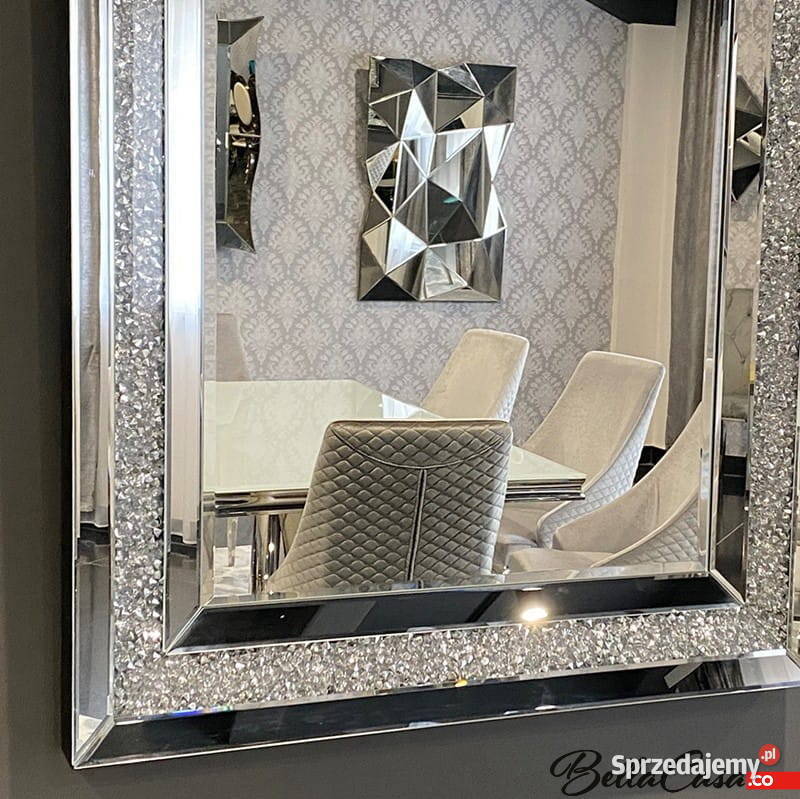 Srebrne lustro glamour prostokątne 80x120 532 Warszawa