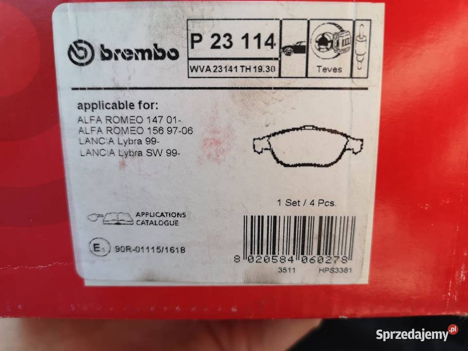 Klocki hamulcowe Alfa 147156 Brembo przód klocki podkarpackie