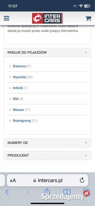 Klocki przód Hyundai 2201880 Wesoła sprzedam