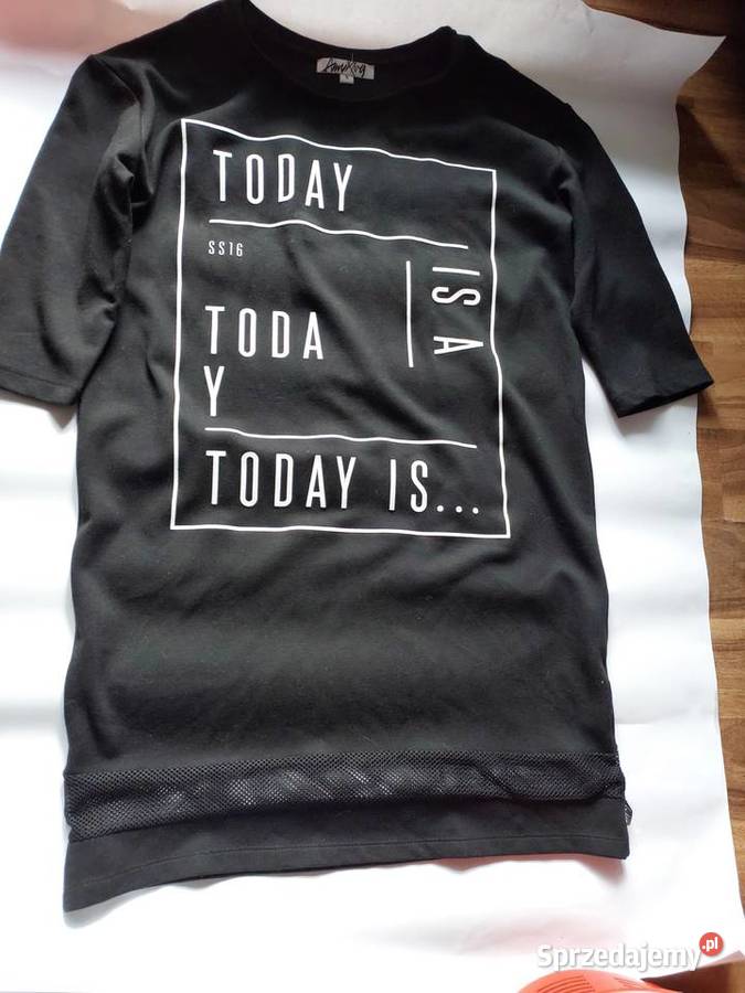 Tunika czarna w napisy rekaw 34 SM Wrocław sprzedam