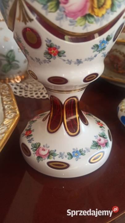 Bohemia wazon w stylu Biedermeier szkło rubinowe pomorskie Gdańsk