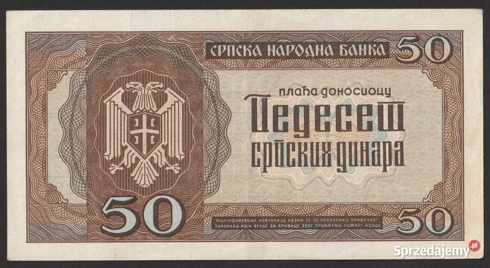 Serbia 50 dinarów 1942 stan 23 łódzkie Łódź