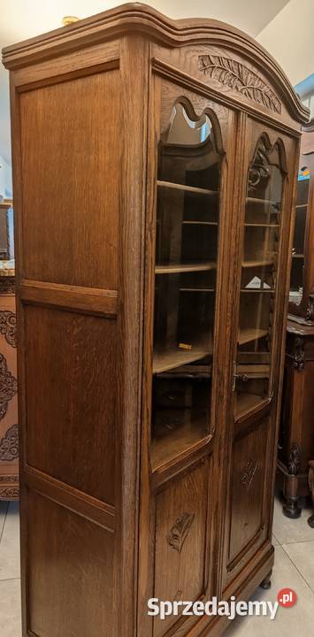 Piękna dębowa bibliotekawitryna secesyjnasklep Dąbrowa Górnicza