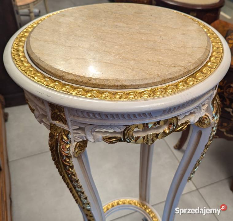 Piękny wysoki stolikkwietnik ecru złoconywys111 Dąbrowa Górnicza sprzedam